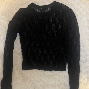 Lace long sleeve black womens shirt